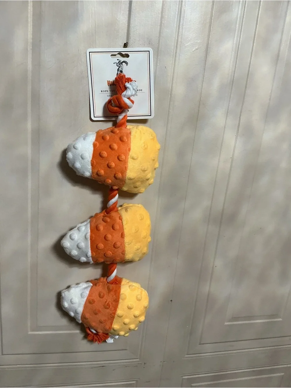 Harry Barker Pet Halloween Plush Candy Corn with Knot Dog 19” Clinker Dog Toy
